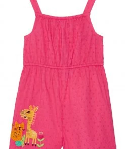 M&Co Pink Dobby Tropical Playsuit