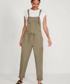 M&Co Sales Shop 13 M&Co Green Tie Waist Tencel Dungarees