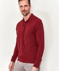M&Co Red Long Sleeve Polo Top -M&Co Sales Shop unnamed file 2155