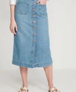M&Co Blue Denim Button Through Midi Skirt -M&Co Sales Shop unnamed file 2193