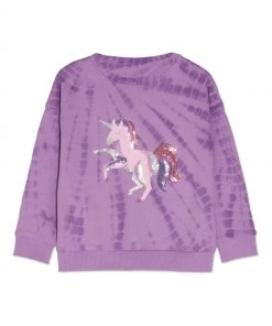 M&Co Purple Tye Dye Unicorn Sweat Top