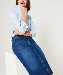 M&Co Blue Denim Midi Skirt