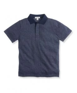 M&Co Blue Short-Sleeved Jaquard Polo Shirt -M&Co Sales Shop unnamed file 2342