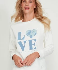 M&Co Cream Love World Crew Sweater
