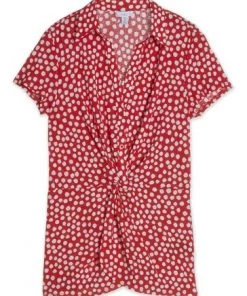 M&Co Red Spot Twist Front Shirt -M&Co Sales Shop unnamed file 2362