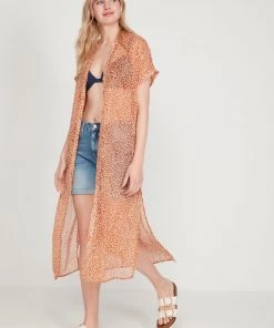M&Co Orange Printed Long Kaftan Cover-Up