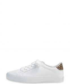 M&Co White Women's Leopard Heel Trainers