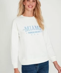 M&Co Miami Seam Cream Crew Sweat Top