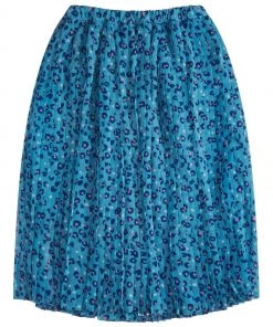 M&Co Girls Blue Pleated Animal Skirt