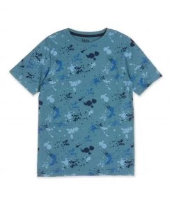 M&Co Blue Splatter Print T-Shirt