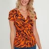 M&Co Orange Shadow Zebra Twist T-Shirt