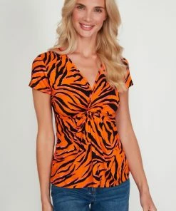 M&Co Orange Shadow Zebra Twist T-Shirt