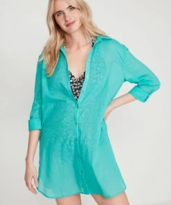 M&Co Green Beach Shirt Cover Up