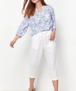 M&Co Petite White Crop Linen Trousers