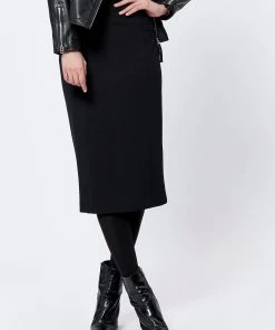 M&Co Black Ponte Midi Skirt