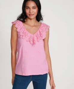 M&Co Pink Broderie Frill Vest