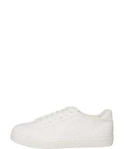 M&Co White Scallop Trim PU Trainers