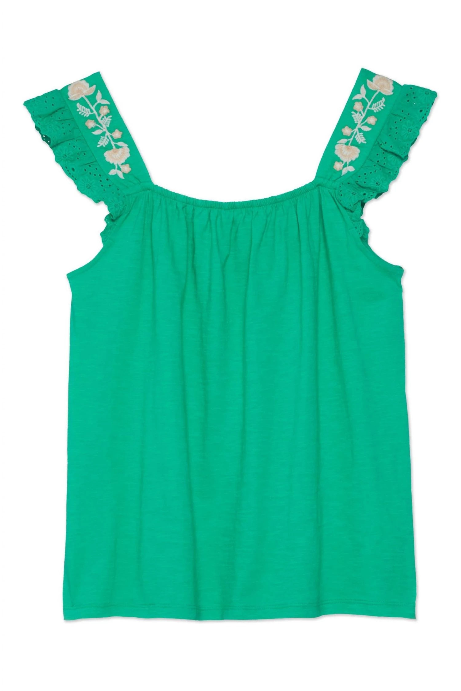 M&Co Green Embroidery Frill Neck Cami Top 5 M&Co Green Embroidery Frill Neck Cami Top - Image 3