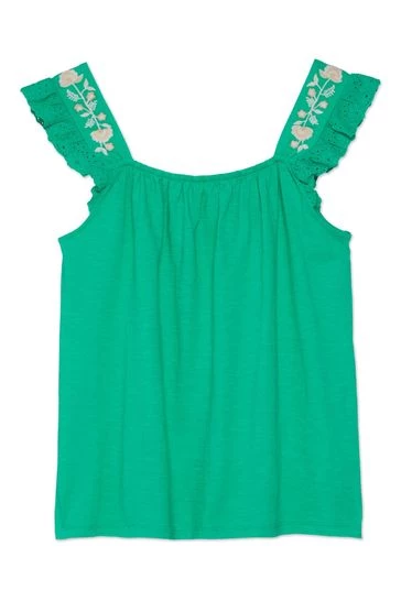M&Co Green Embroidery Frill Neck Cami Top 6 M&Co Green Embroidery Frill Neck Cami Top - Image 4