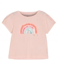 M&Co Pink YG Rainbow Ruffle 3D Top