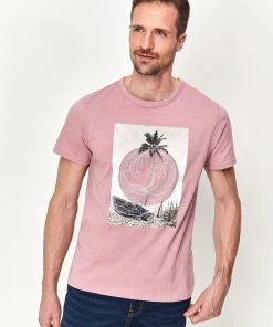 M&Co Pink Palm Tree Graphic T-Shirt