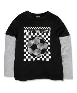 M&Co Black Long Sleeve Slogan Football T-Shirt