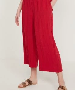 M&Co Red Crinkle Culotte Trousers