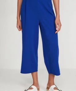M&Co Blue Scuba Crepe Tab Trousers