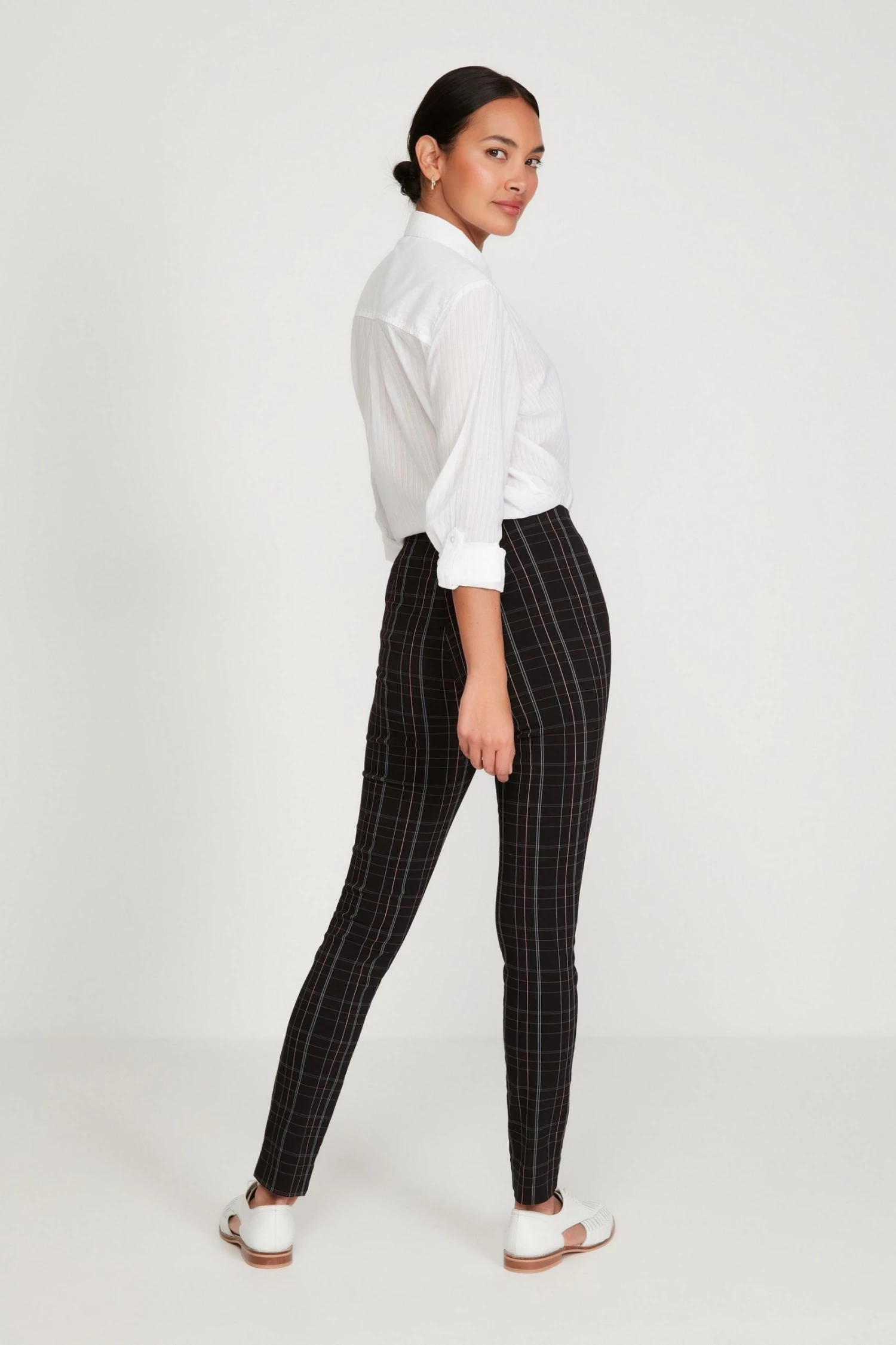 M&Co Black Check Bengaline Trousers 4 M&Co Black Check Bengaline Trousers - Image 2