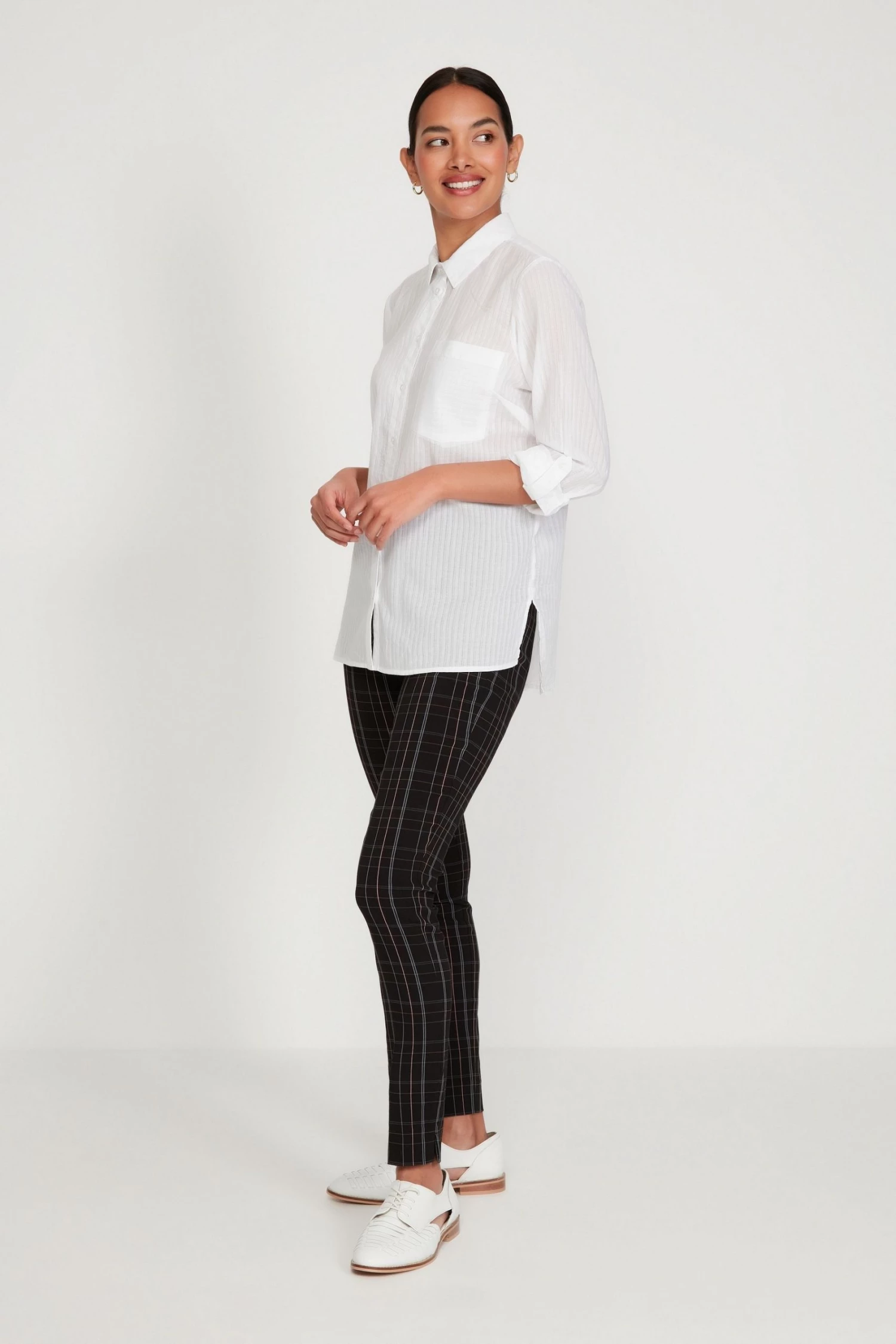 M&Co Black Check Bengaline Trousers 6 M&Co Black Check Bengaline Trousers - Image 4