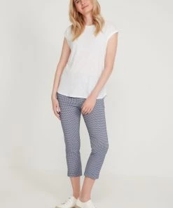 M&Co Blue Cropped Gingham Bengaline Trousers