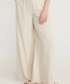 M&Co Natural Linen Wide Leg Trousers