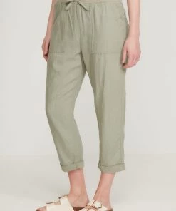 M&Co Green Linen Cropped Trousers