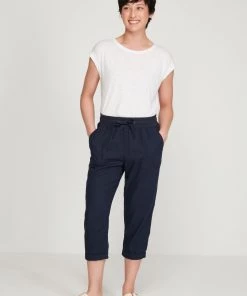 M&Co Blue Petite Cropped Linen Trousers