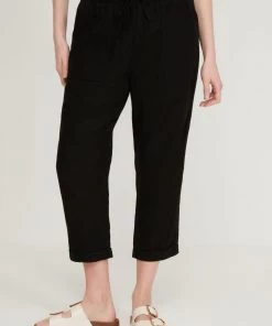 M&Co Black Linen Cropped Trousers