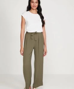 M&Co Green Tie Waist Wide Leg Trousers