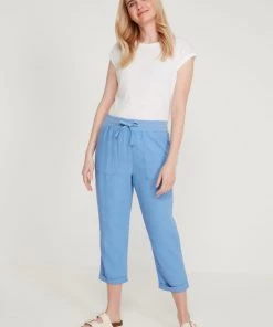 M&Co Blue Linen Cropped Trousers