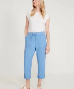 M&Co Blue Linen Cropped Trousers -M&Co Sales Shop unnamed file 507 scaled