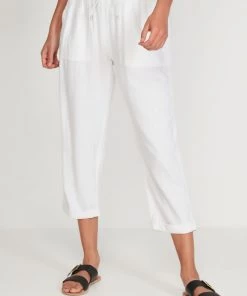 M&Co White Linen Cropped Trousers