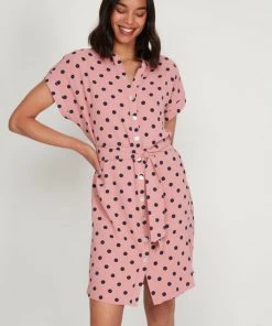 M&Co Pink Spot Shirt Dress