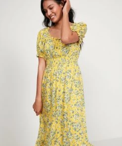 M&Co Yellow Shirred Gypsy Midi Dress -M&Co Sales Shop unnamed file 583 scaled