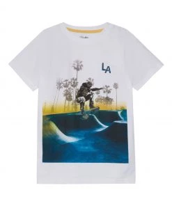 M&Co White Short Sleeve La Skate T-Shirt