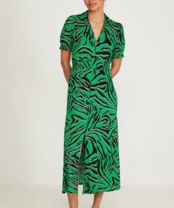 M&Co Green Print Midi Dress