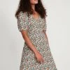 M&Co Orange Petite Ditsy Floral Dress