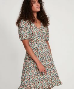 M&Co Orange Petite Ditsy Floral Dress