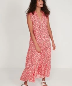 M&Co Petite Red Daisy Print Tiered Dress