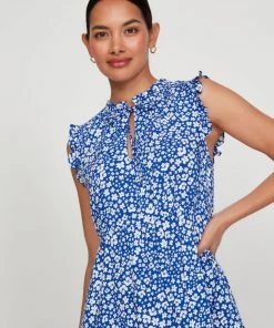 M&Co Blue Ditsy Print Tiered Midi Dress -M&Co Sales Shop unnamed file 619 scaled