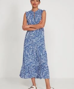 M&Co Blue Ditsy Print Tiered Midi Dress -M&Co Sales Shop unnamed file 620 scaled