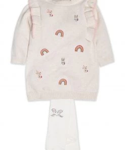 M&Co Cream Knitted Dress With Tights