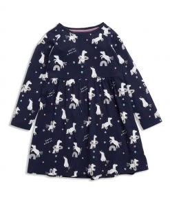 M&Co Blue Unicorn Print Dress
